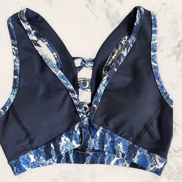 NWT Splendid Women's Striped Printed Snake Ombre Sports Bra - Size XS - Navy Blu - Picture 7 of 7